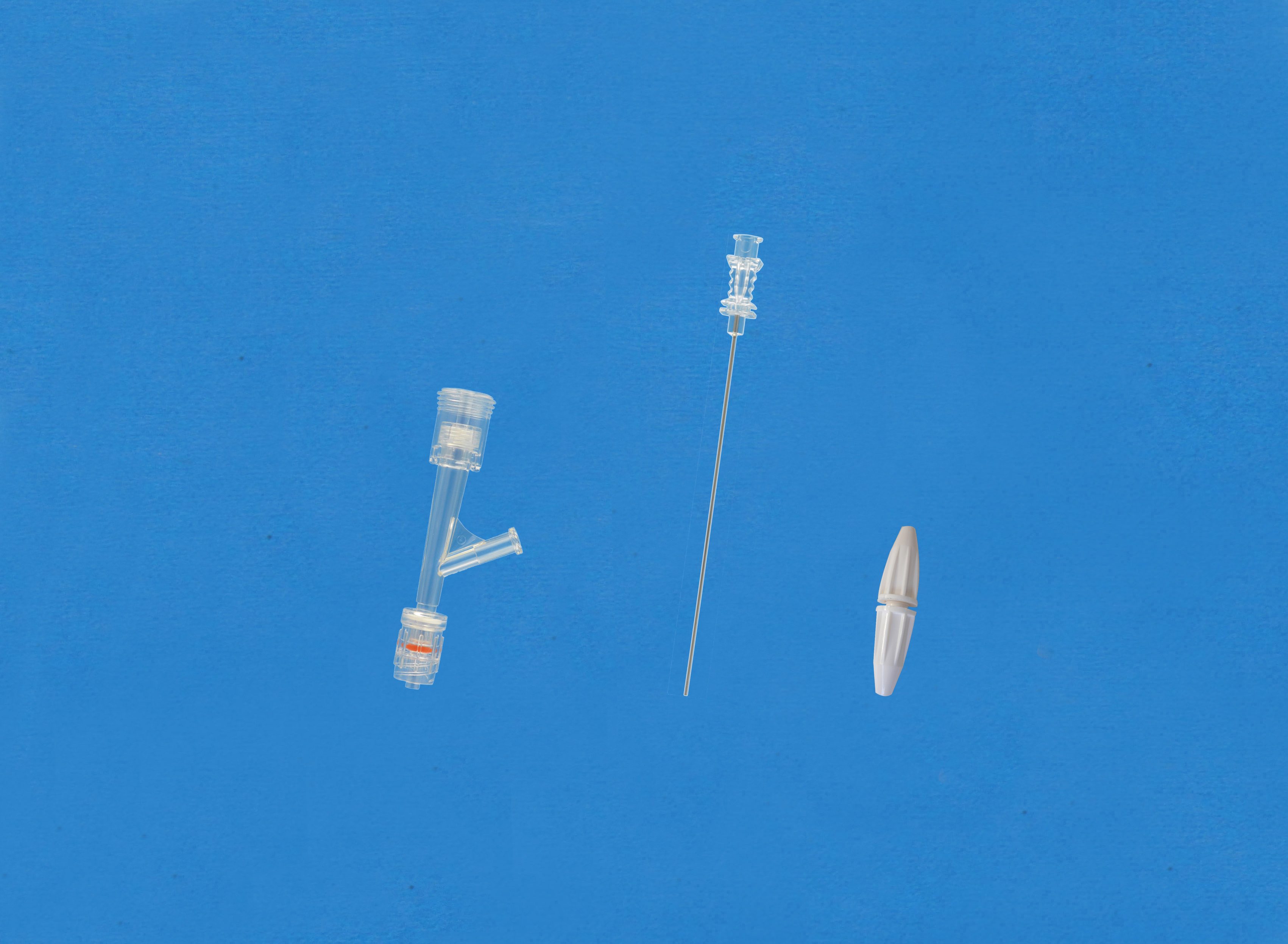 一次性使用Y型連接器套件-二檔按壓式側枝為母接頭，大針座校直器，白色全塑扭控器