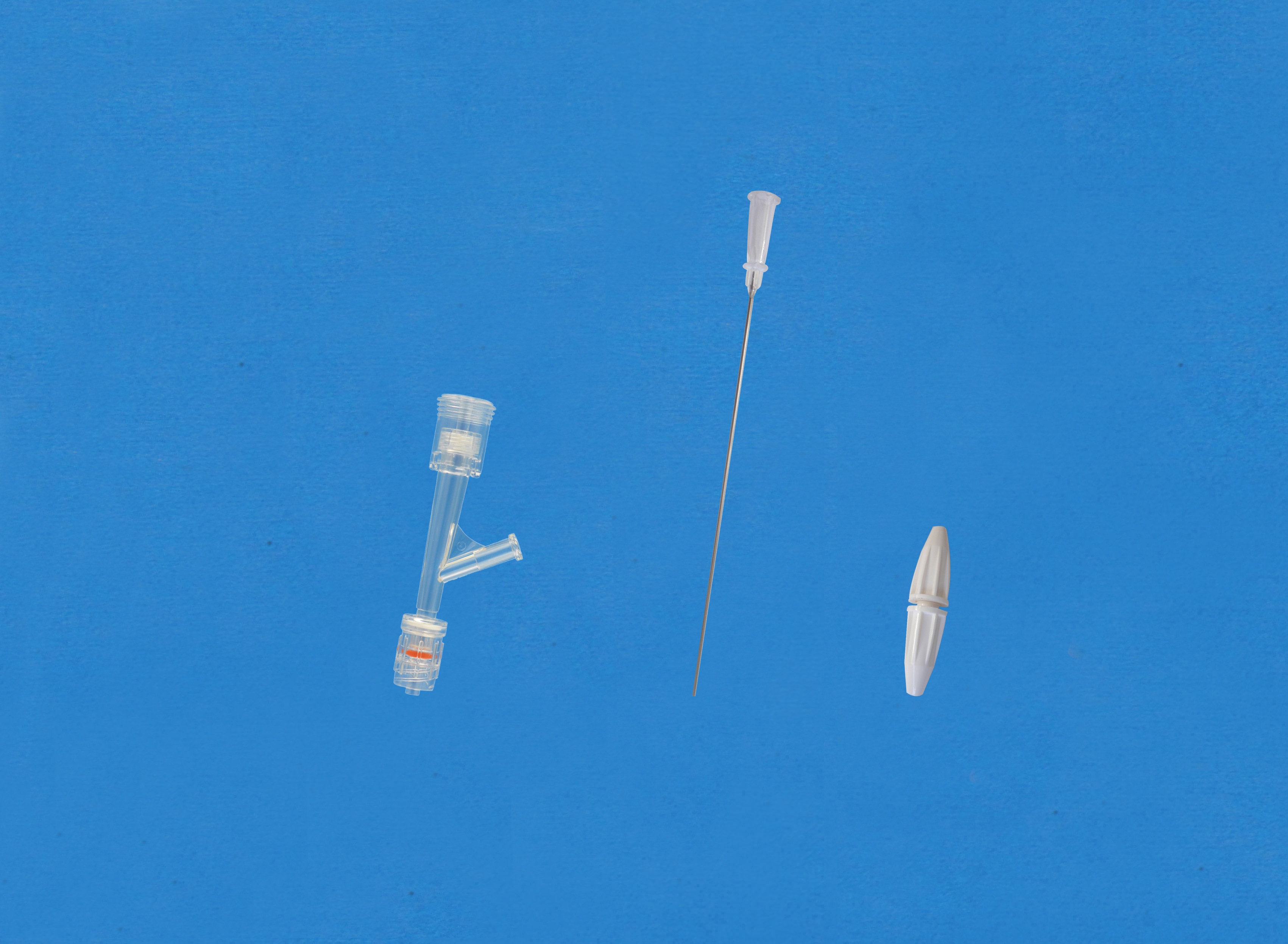 一次性使用Y型連接器套件-二檔按壓式側枝為母接頭，小針座校直器，白色全塑扭控器