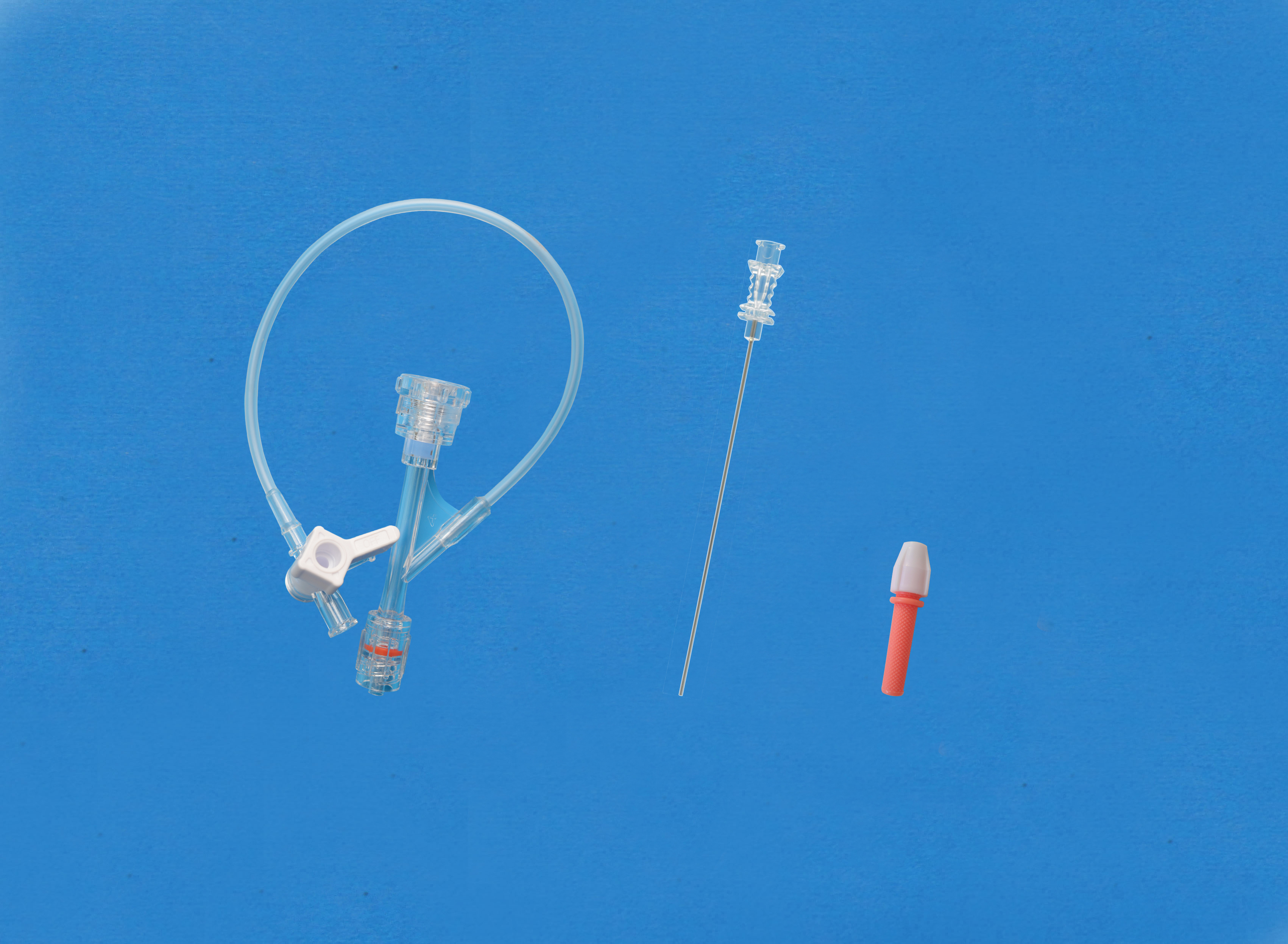 一次性使用Y型連接器套件-旋鈕式側(cè)枝為延長管和三通，大針座校直器，紅色銅芯扭控器
