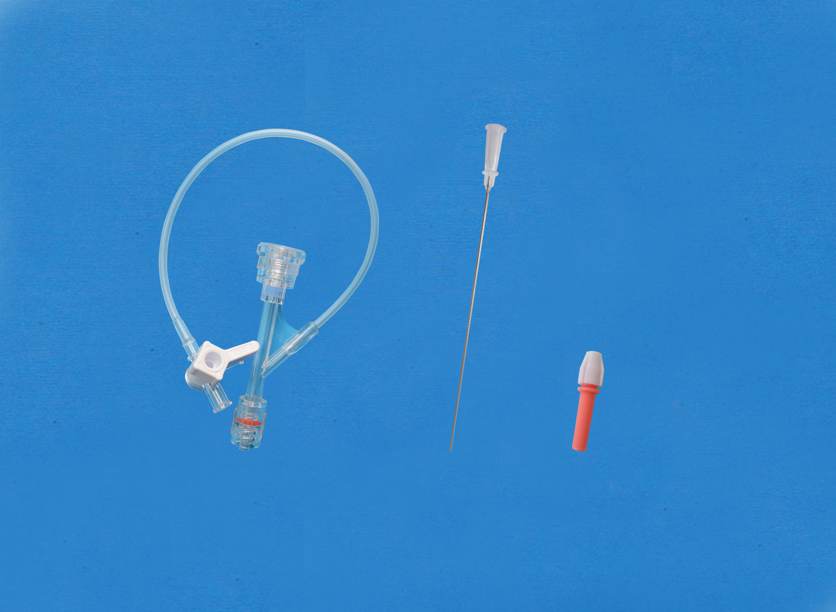 一次性使用Y型連接器套件-旋鈕式側(cè)枝為延長管和三通，小針座校直器，紅色銅芯扭控器