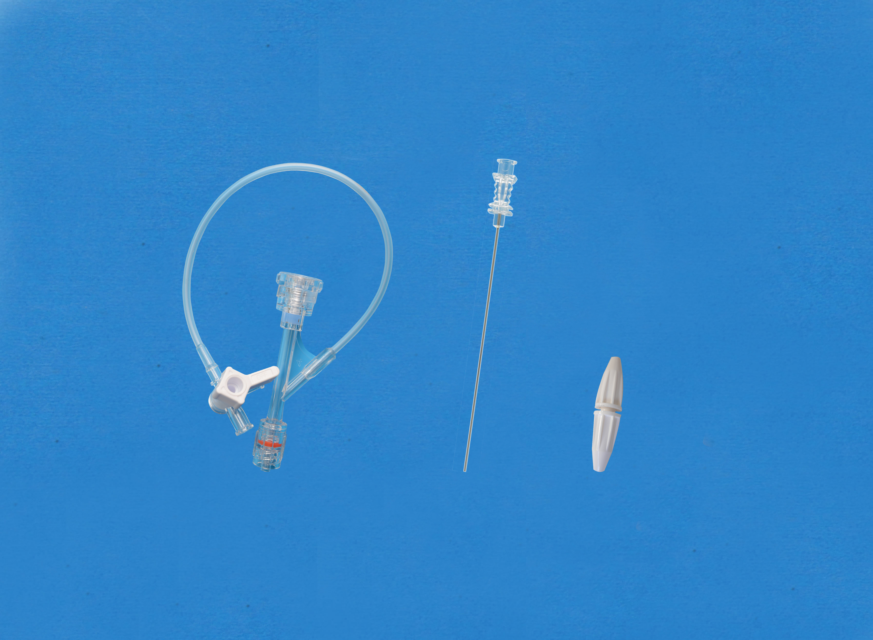 一次性使用Y型連接器套件-旋鈕式側(cè)枝為延長管和三通，大針座校直器，白色全塑扭控器