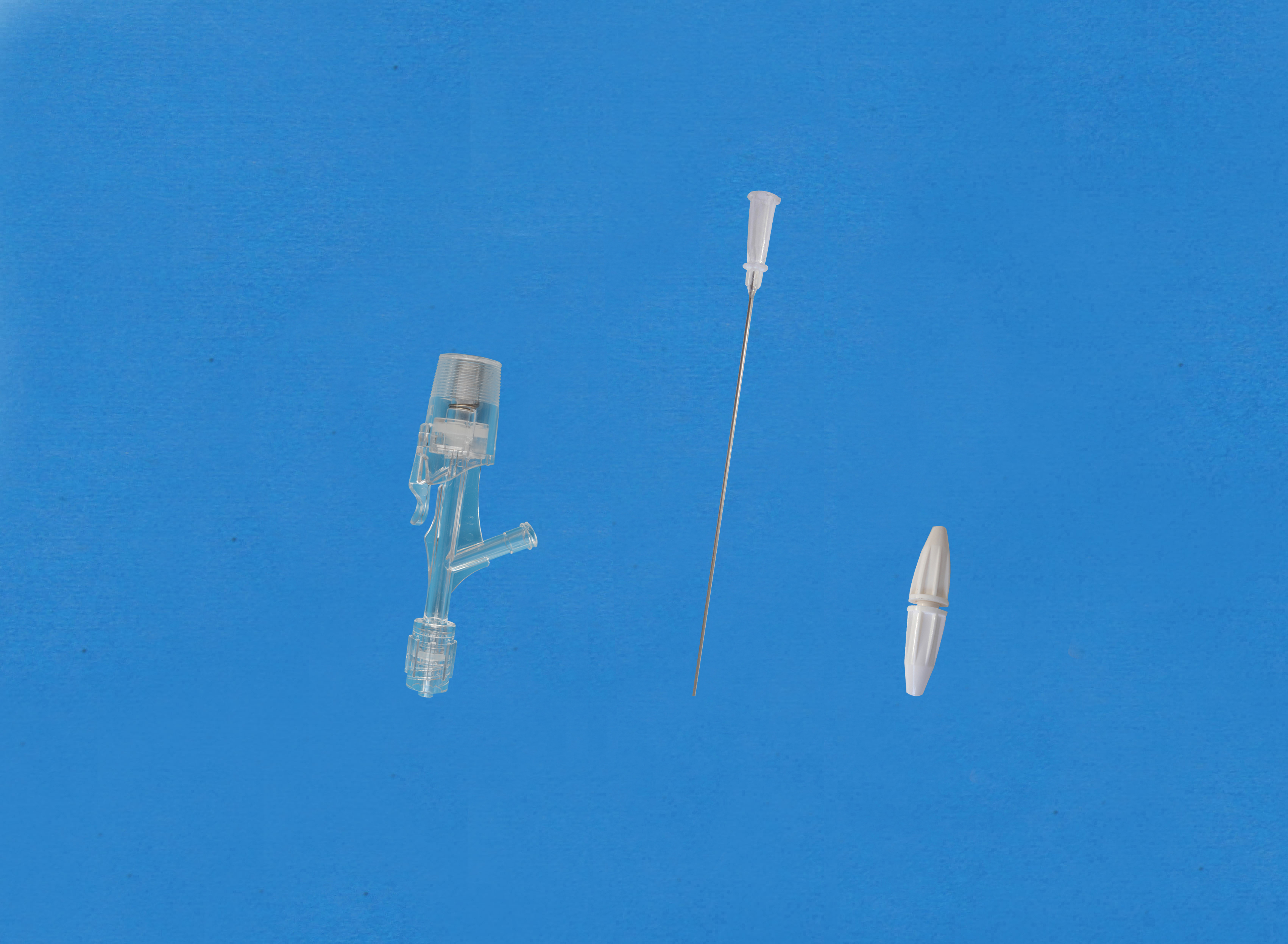 一次性使用Y型連接器套件-三檔按壓式側枝為母接頭，小針座校直器，白色全塑扭控器